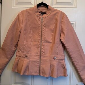 Baccini Tan Bomber Jacket with Tailored Fit and Stand-Up Collar